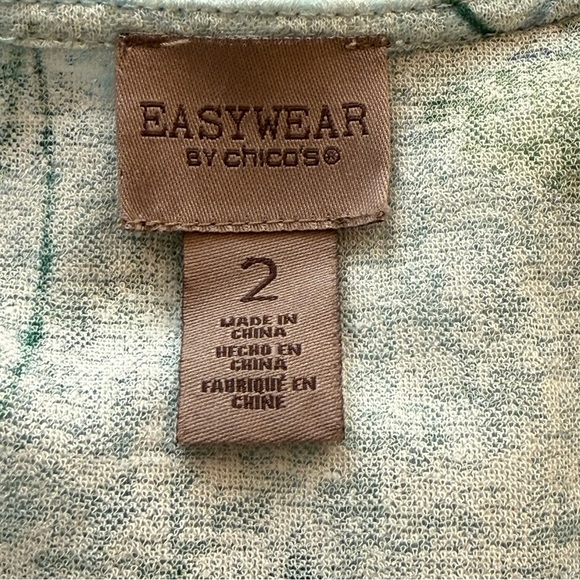 Easywear By Chicos 2 US L Semi Sheer 3/4 Sleeve Open Front Cardigan Floral Fairy - Picture 6 of 10